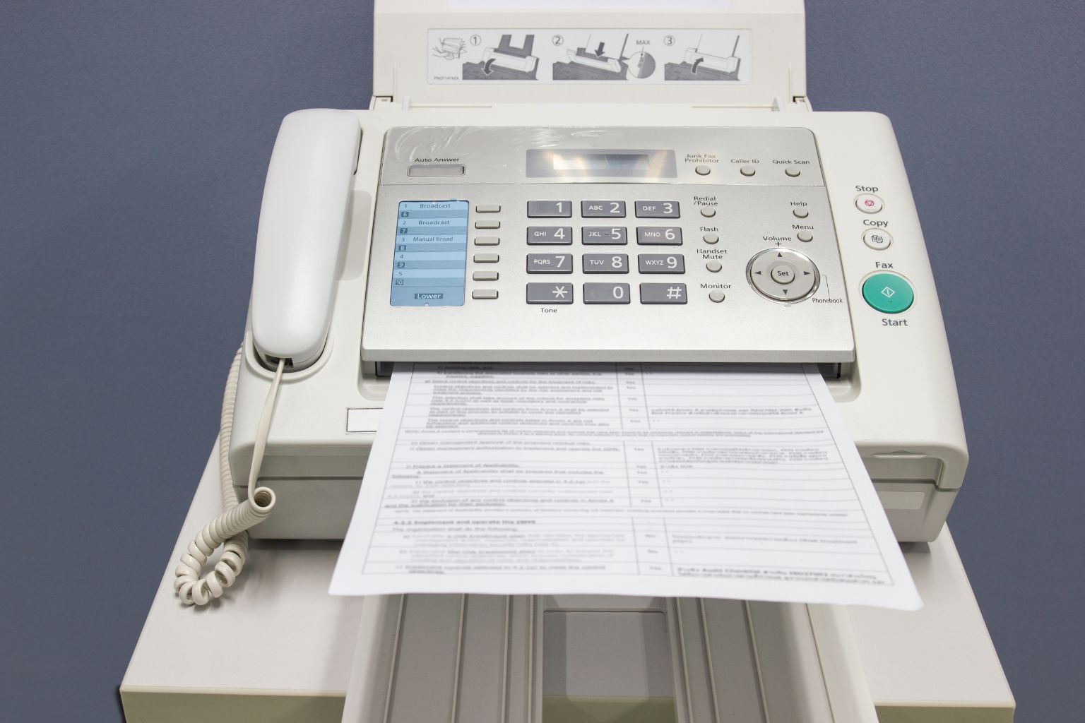 fax machine Sending documents in the office