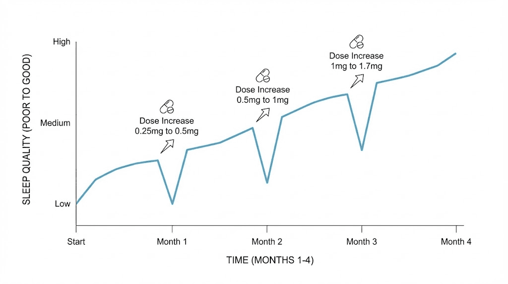 Semaglutide sleep quality timeline showing improvement over months