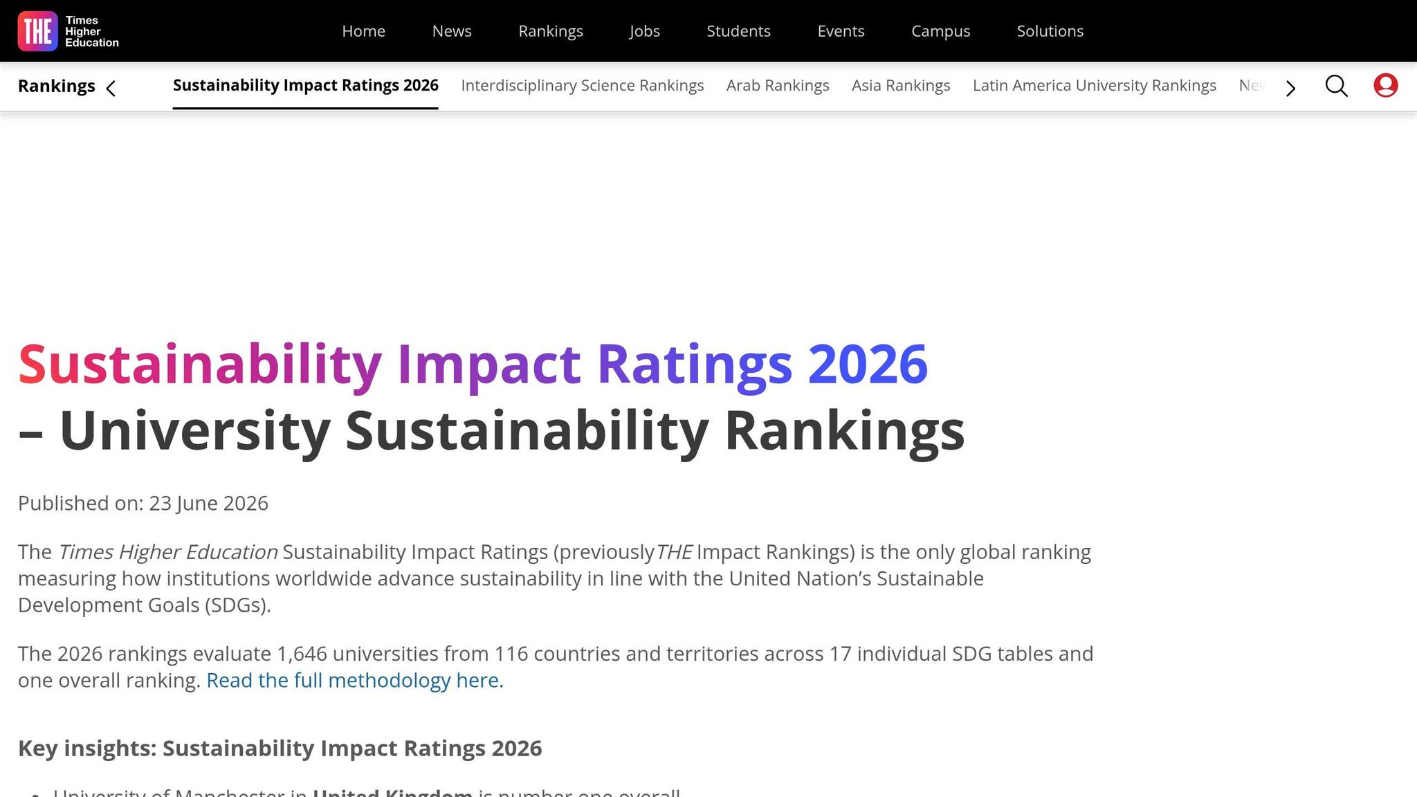 THE Impact Rankings