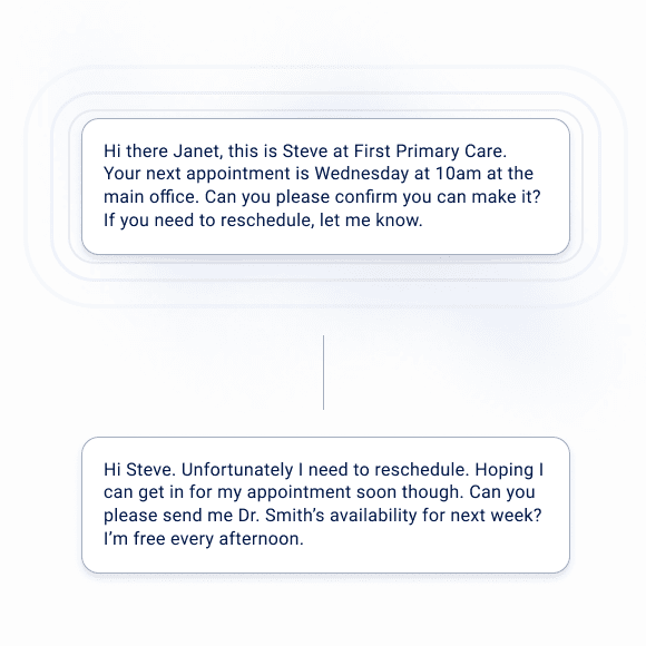 Real conversations can be had with your patients as they are needed with OhMD's patient text reminders.