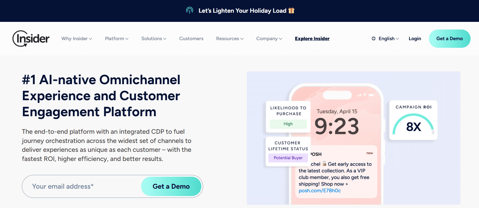 Banner showcasing Insider AI-native omnichannel engagement platform.