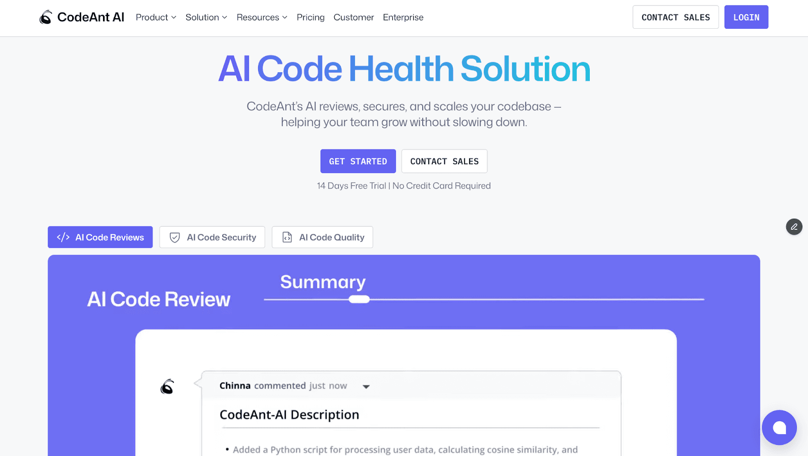 CodeAnt AI is the first code health platform that brings together AI-powered code review, quality checks, security and compliance scanning, and developer productivity analytics into a single workflow.