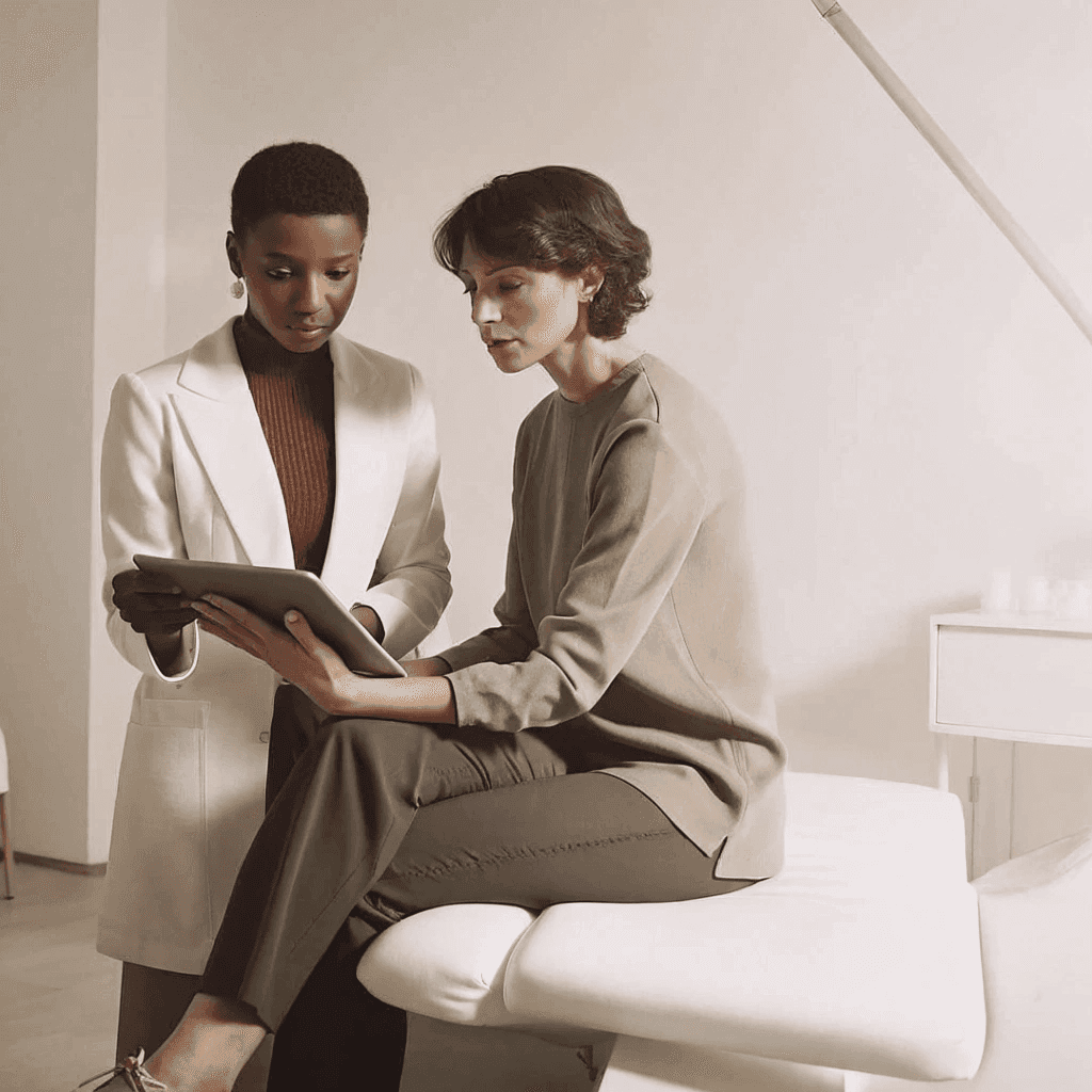 practitioner in aesthetic clinic consulting