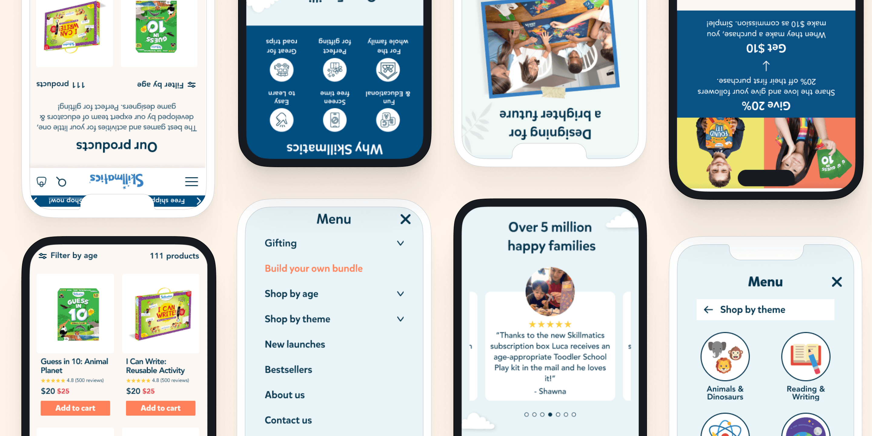 Mobile version of a variety of layouts
