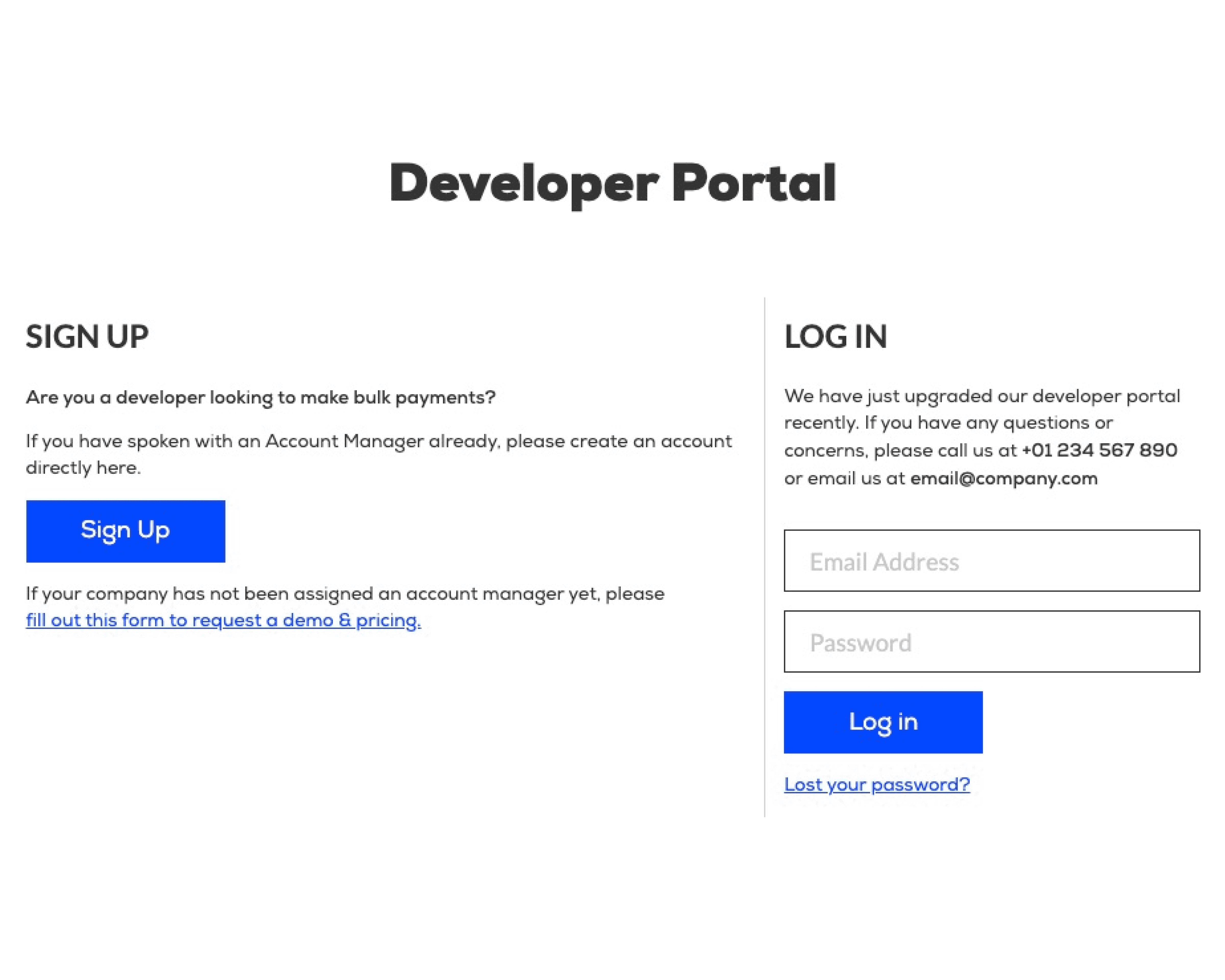 Login page for a legacy product that needed to be updated.