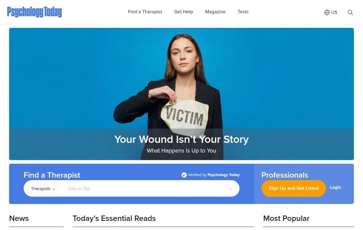Psychology Today homepage