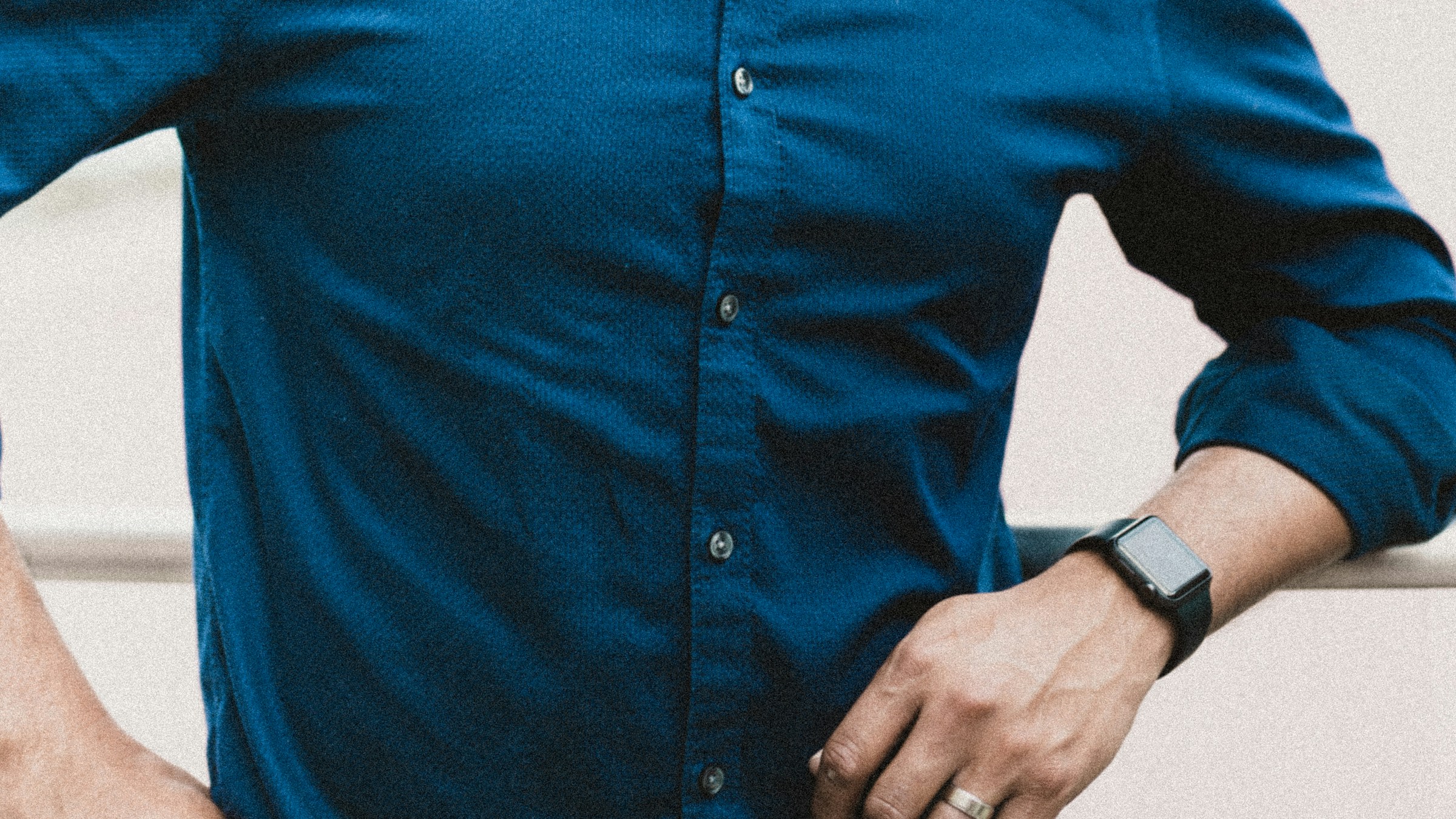 man in blue shirt - Blue Used in Fashion