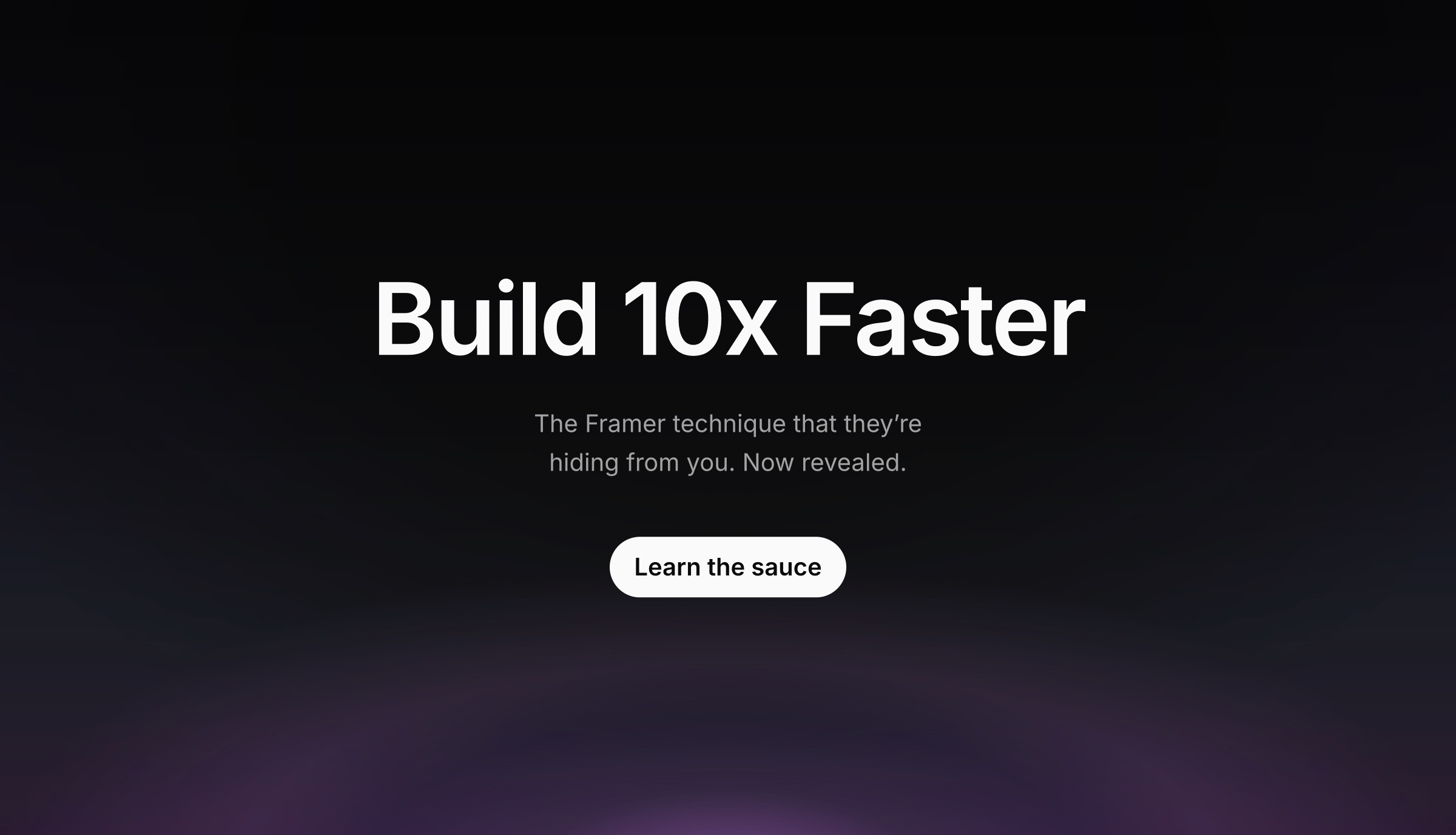 Framer productivity landing page with 10x faster headline