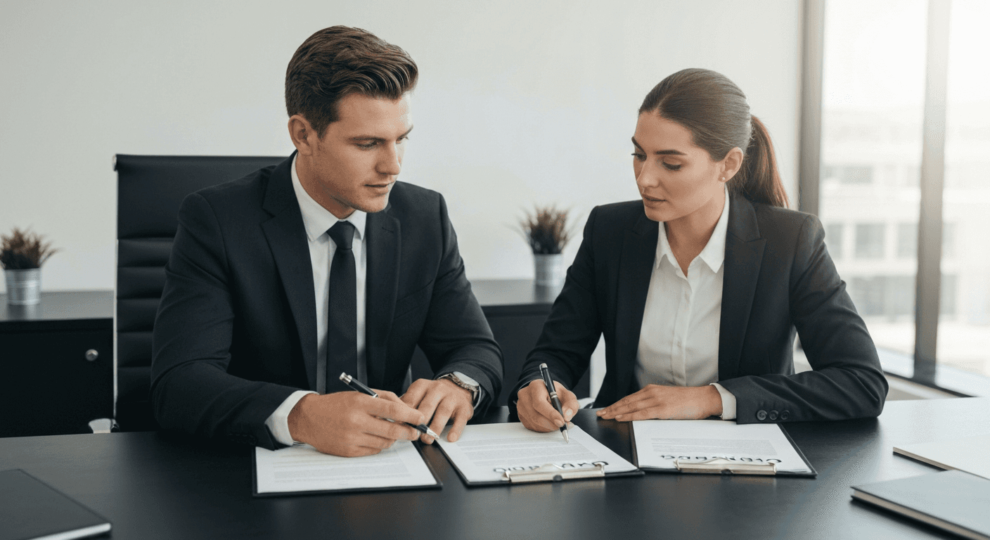 Professionals reviewing a contract