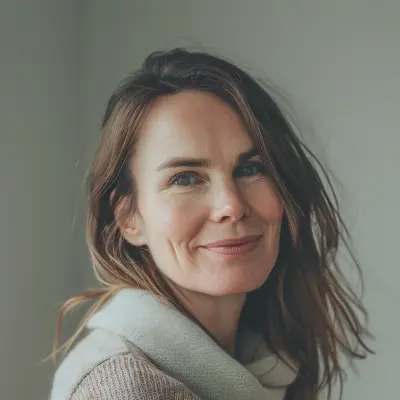 Brunette woman smiling, natural light, landscaping client testimonial portrait
