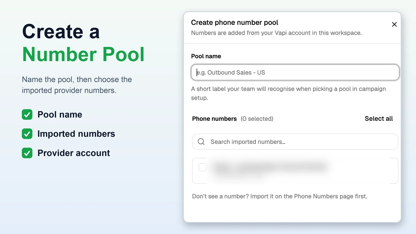VoiceAIWrapper number-pool setup randomizes AI dialing numbers.