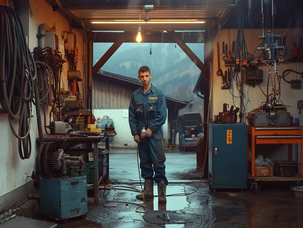 ein handwerker in einer werkstatt