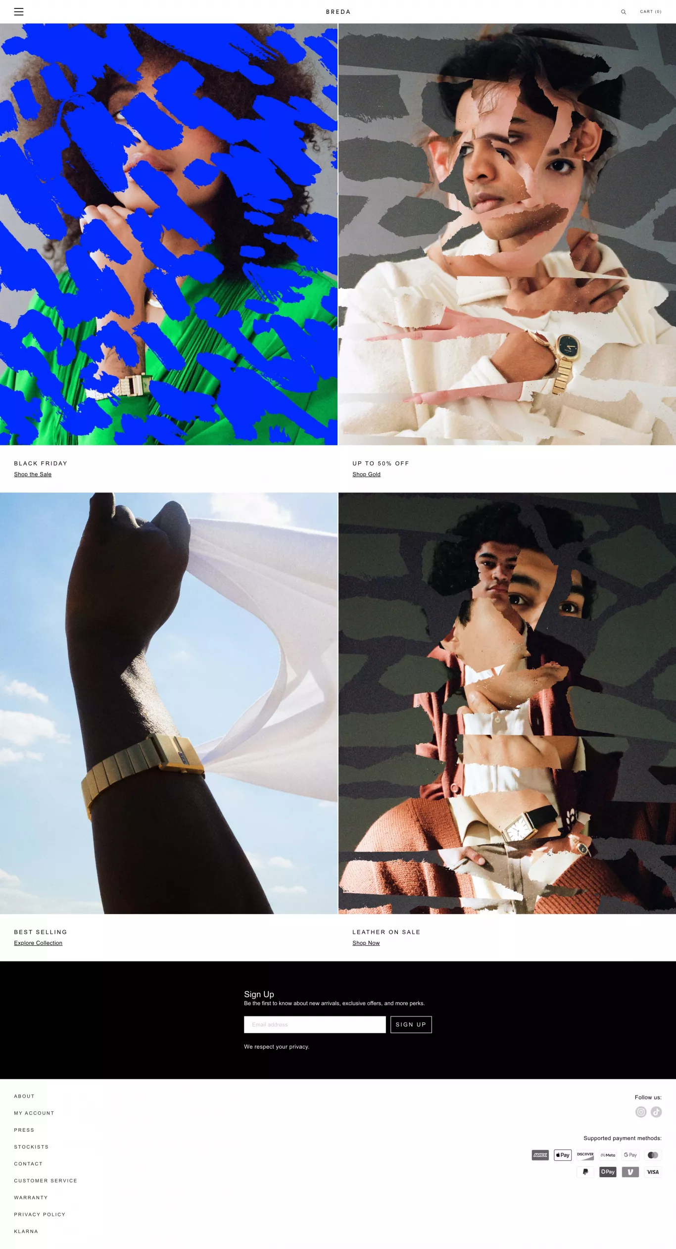 BREDA ecommerce page screenshot showcasing Design and Fashion design