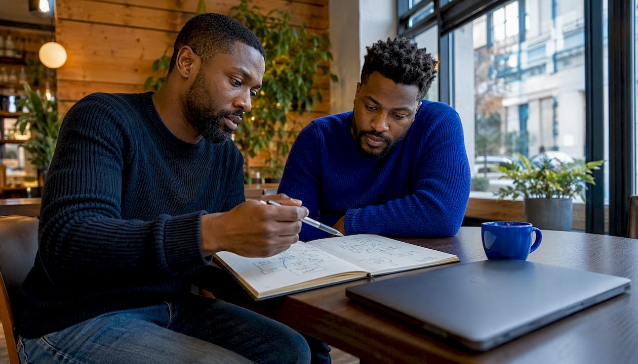 Two developers discussing stateless application design