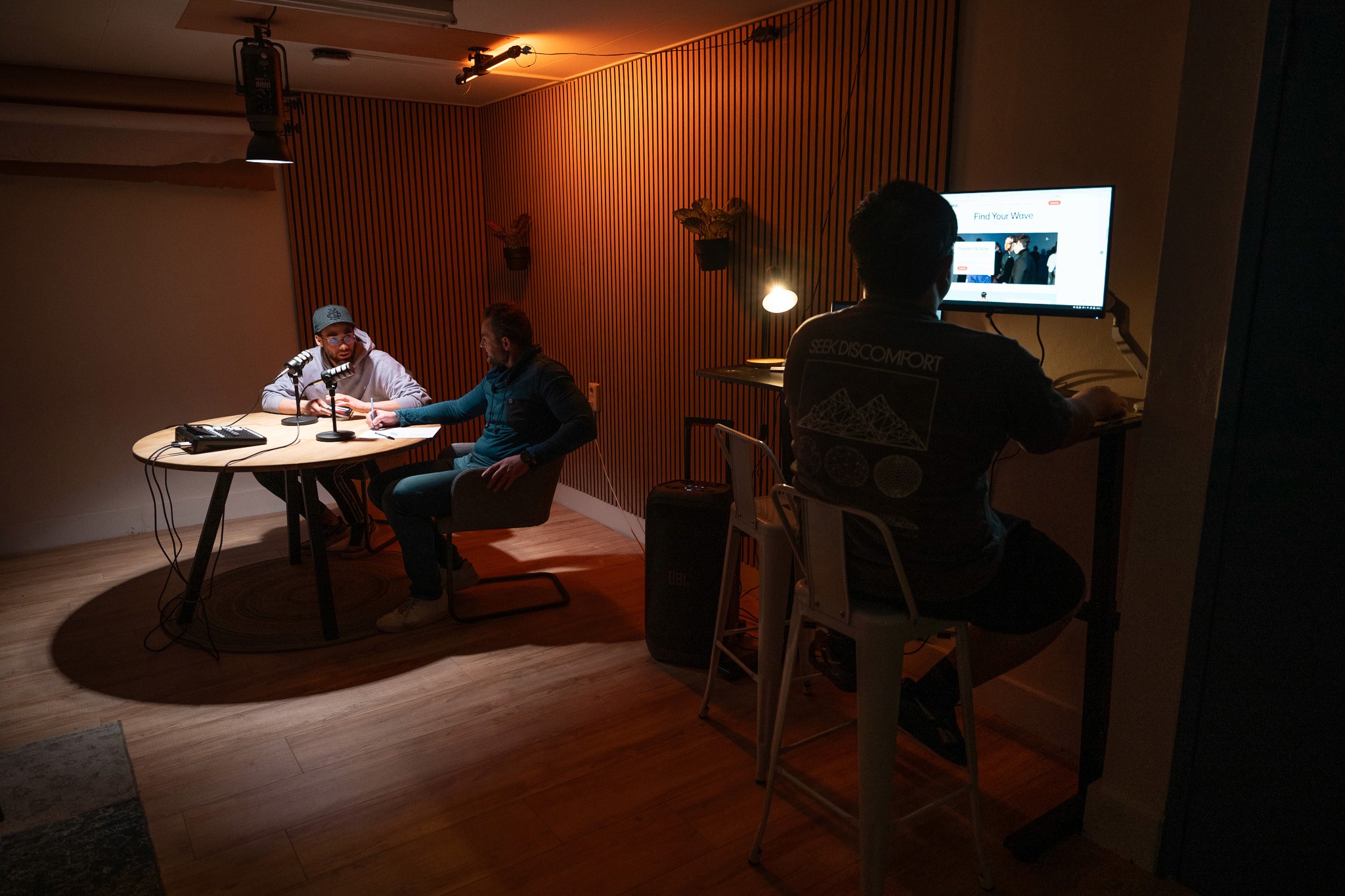 Two men greeting with hand
