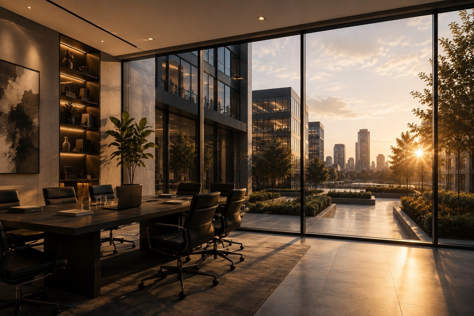 Architectuur en vastgoedadvies in warm avondlicht