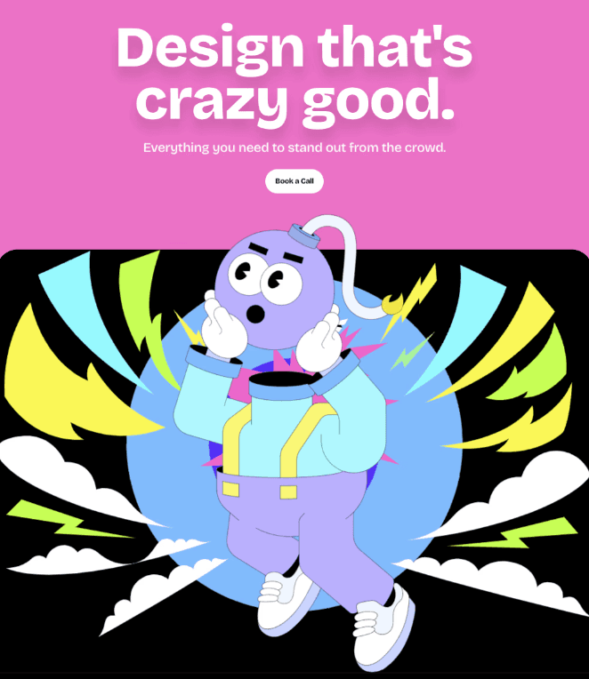 Creative illustration of character with vibrant design representing bold and innovative website design services