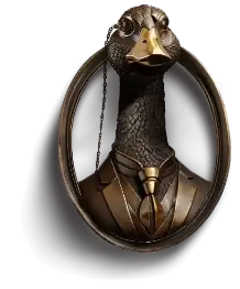 Bronze Goose  Bust Wearing a Monocle and Tie