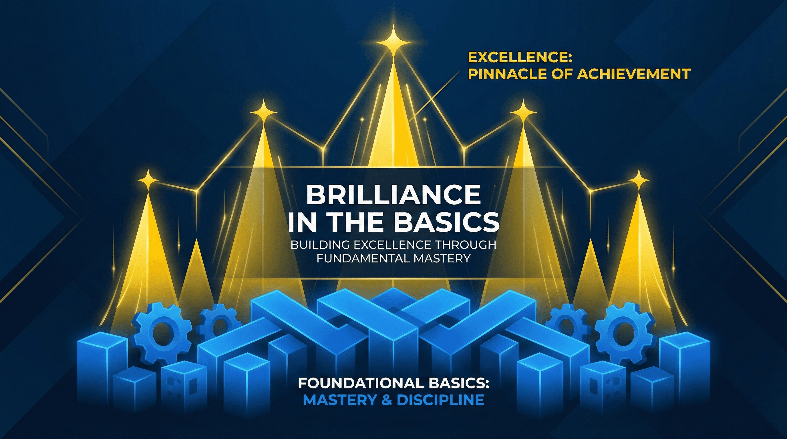 Brilliance in the Basics - excellence visualization with strategic blue and Michigan maize branding