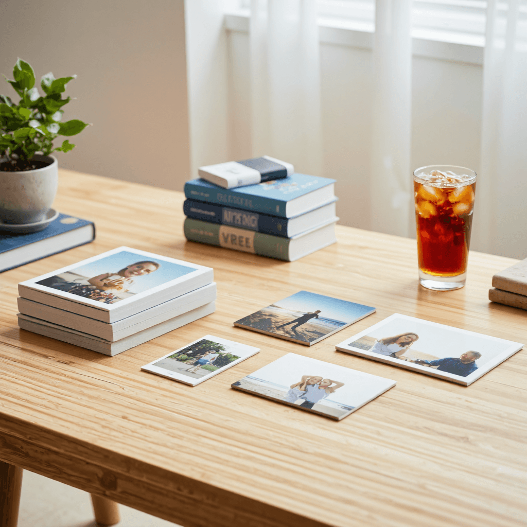 product photography of photo prints