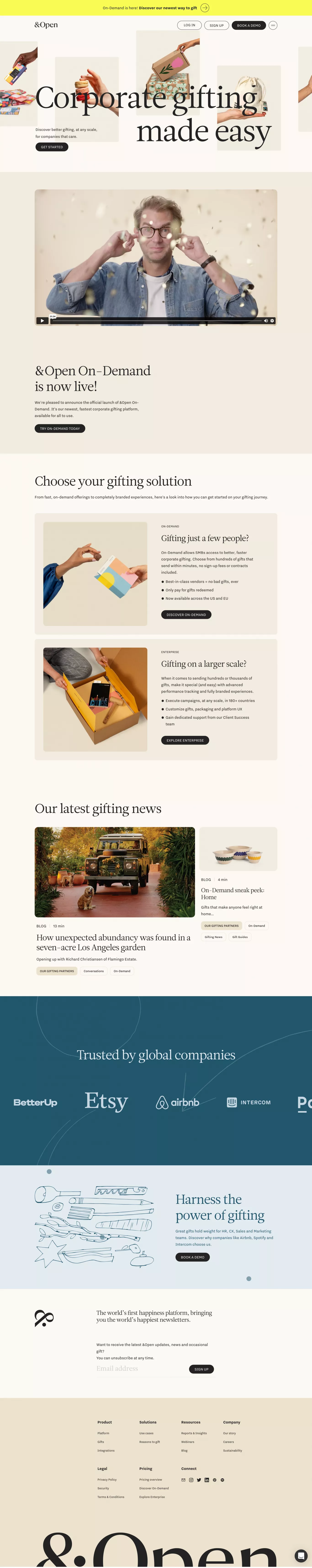 &Open landing page screenshot showcasing Food & Drinks and Ecommerce design