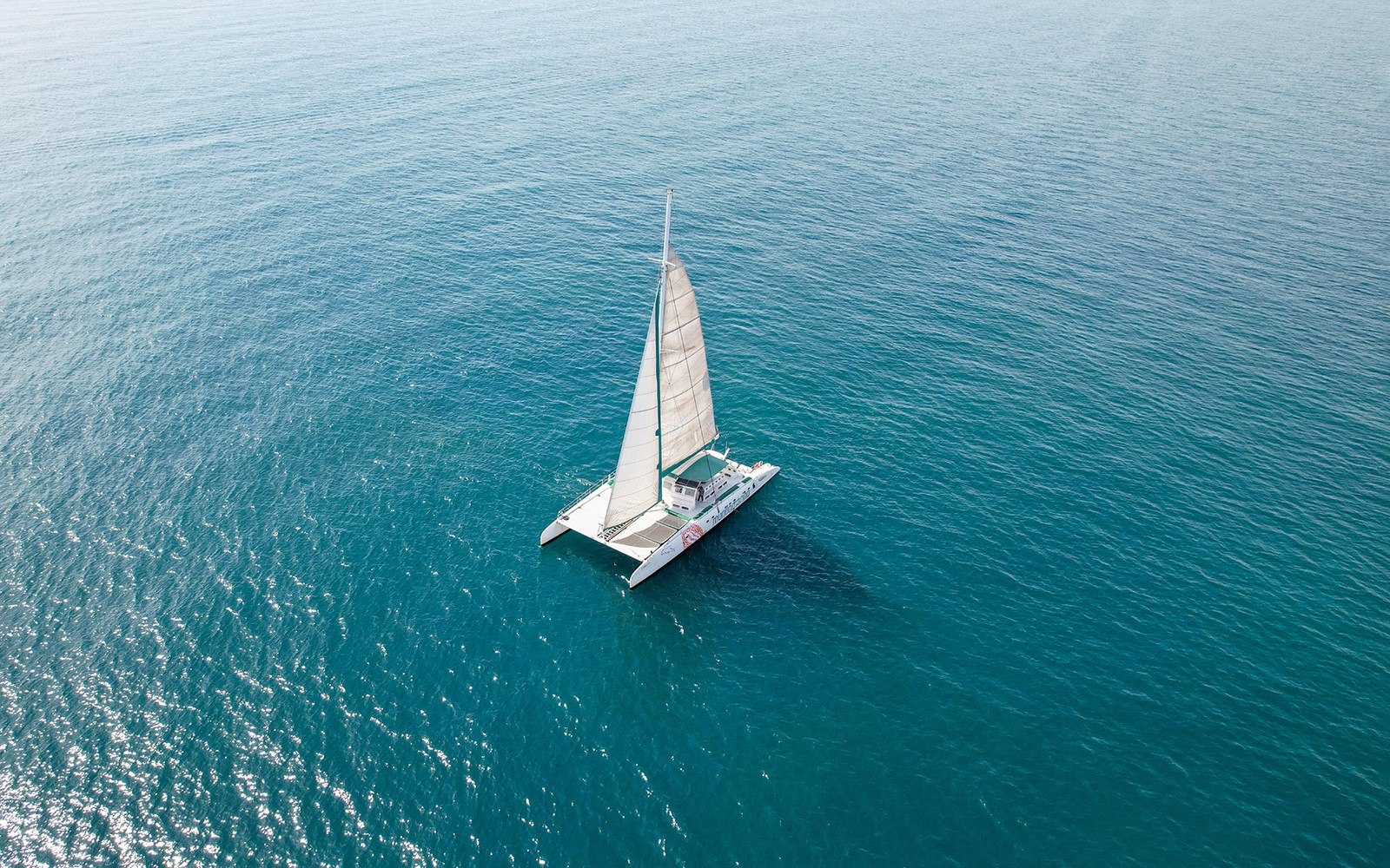 Catamarán navegando en el mar cerca de Valencia.