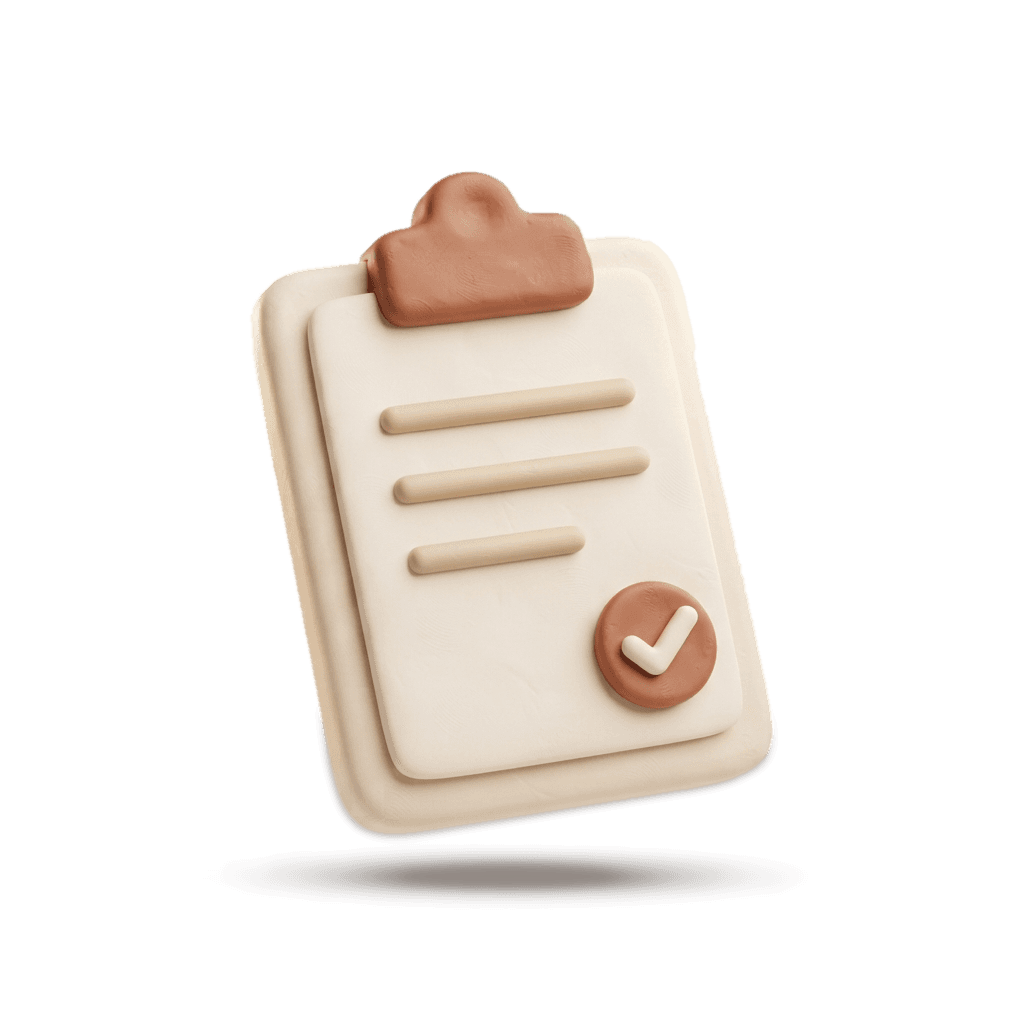 A clay clipboard with a check mark