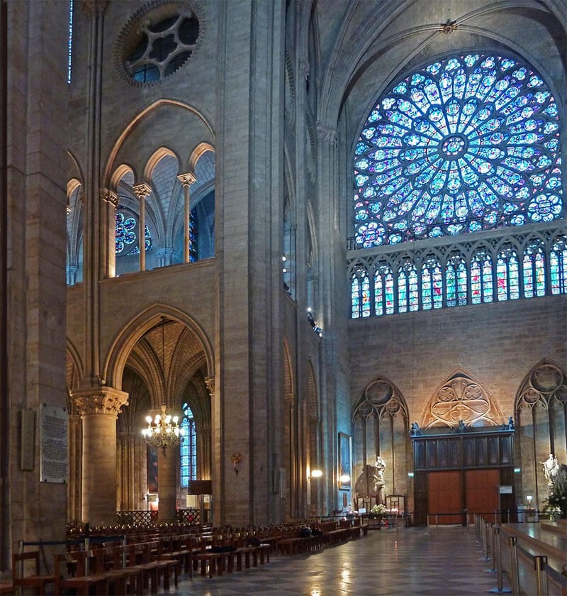 Notre Dame de Paris Rose Window Radiating Light