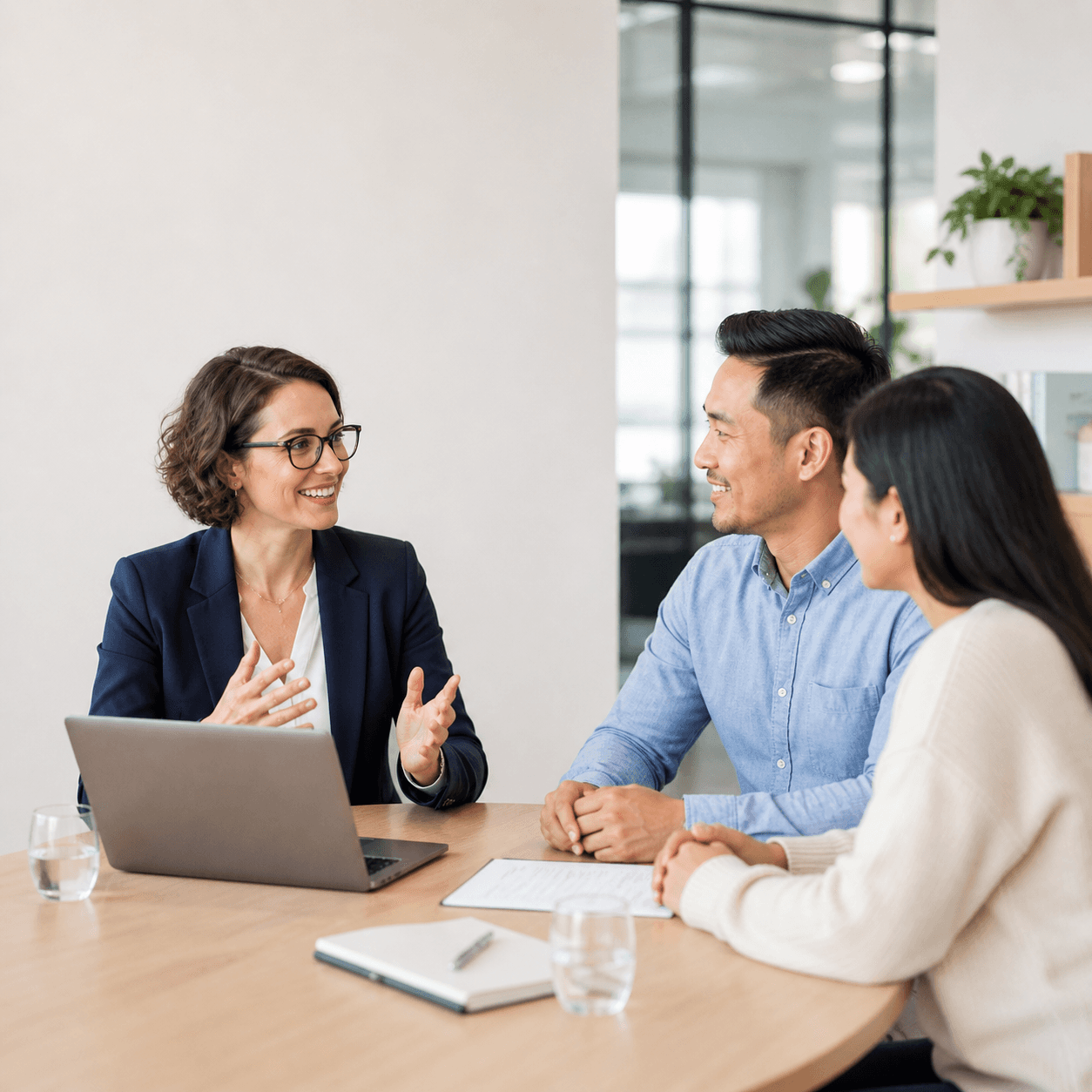 Benefit consultant meeting with employer clients.