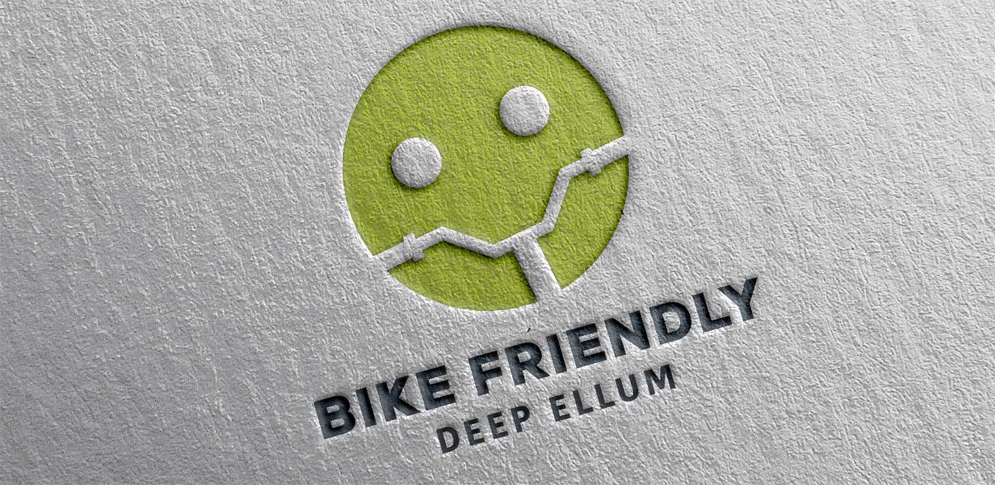 bike friendly deep ellum paper embossed logo design