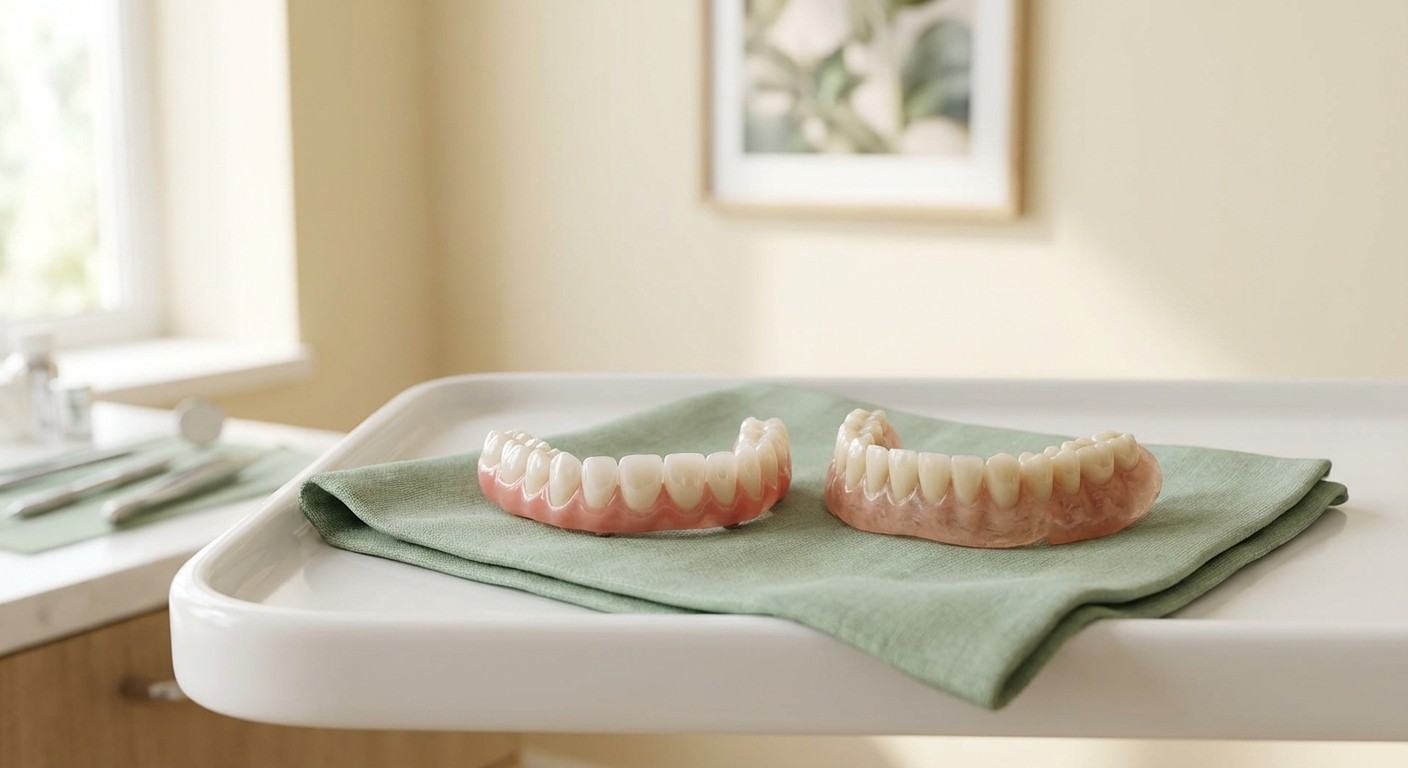 Different tiers of All-on-4 prosthetic arches shown on a dental tray