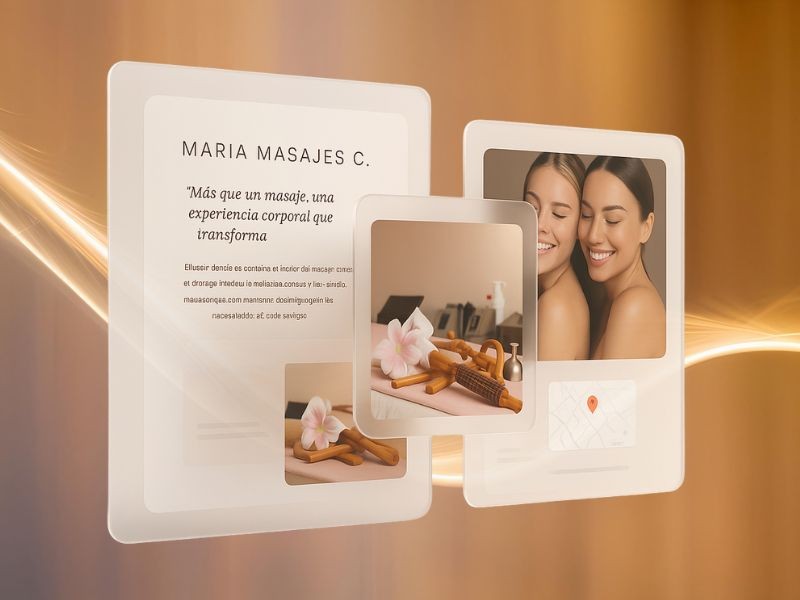 pantallas flotantes con ux de web de Maria masajes