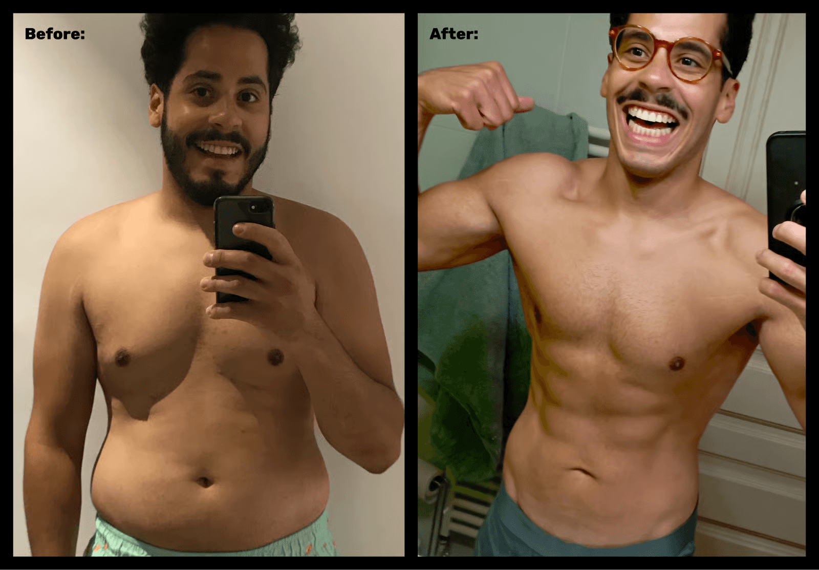 Before and after pictures pictures. Left: 2020. Right: 2023.