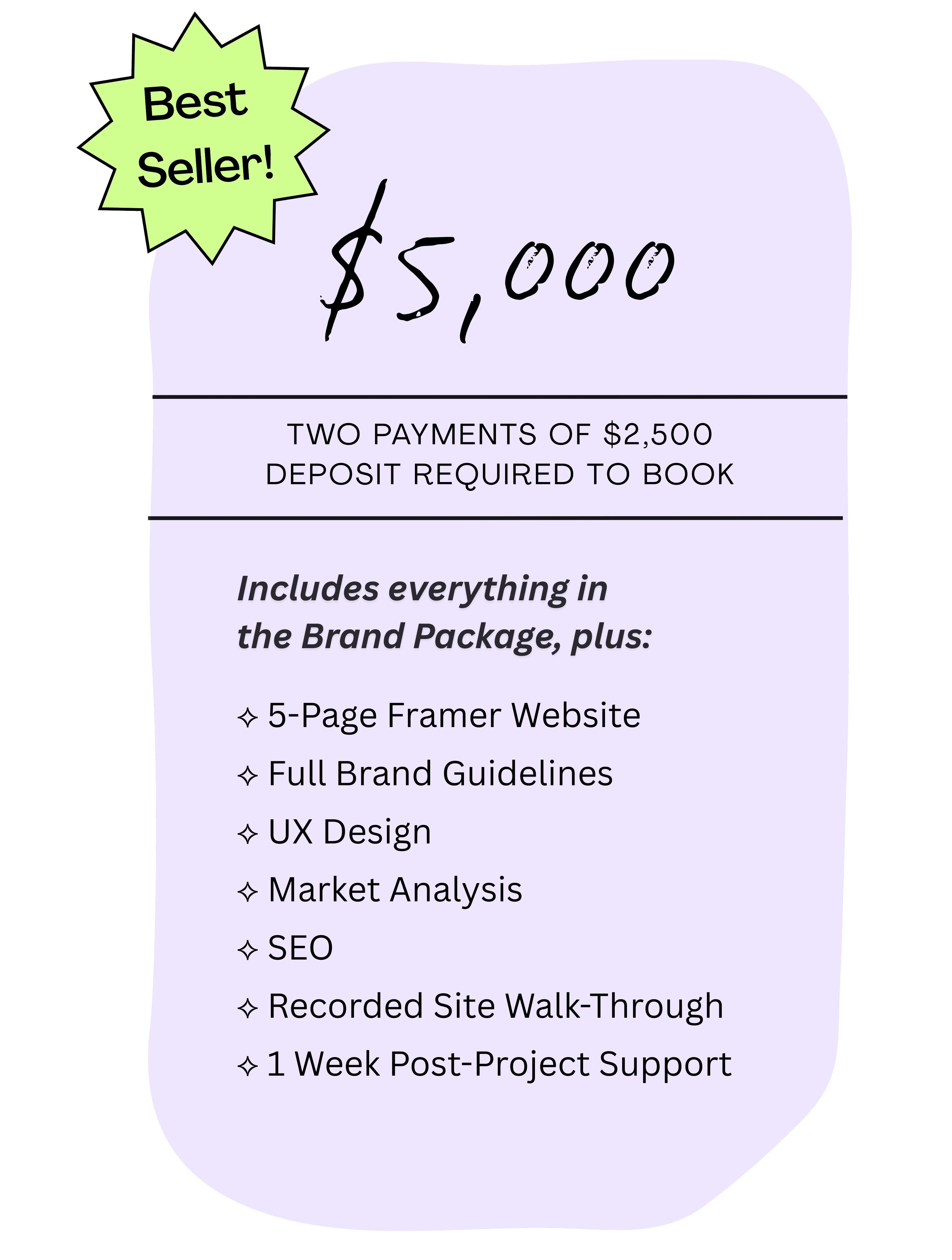 Pricing for brand and web design package