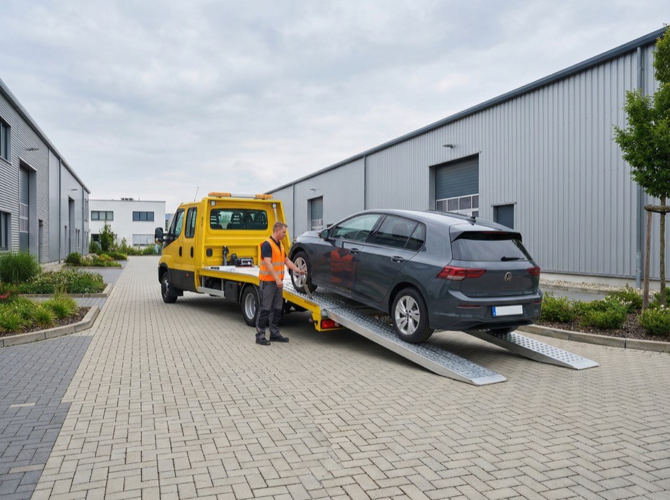 załadunek samochodu na lawetę Mago Car