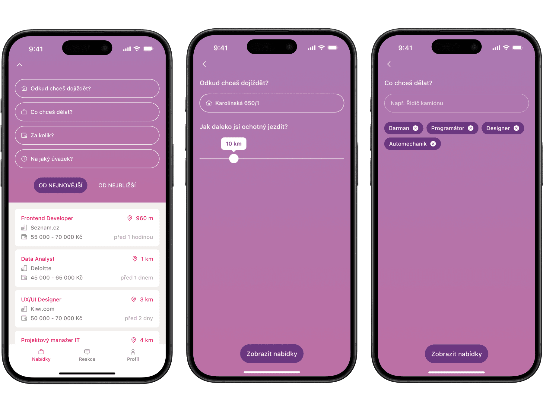 Prace za Rohem Search Screens