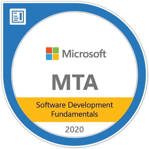 Microsoft MTA Software Development Fundamentals 2020 badge