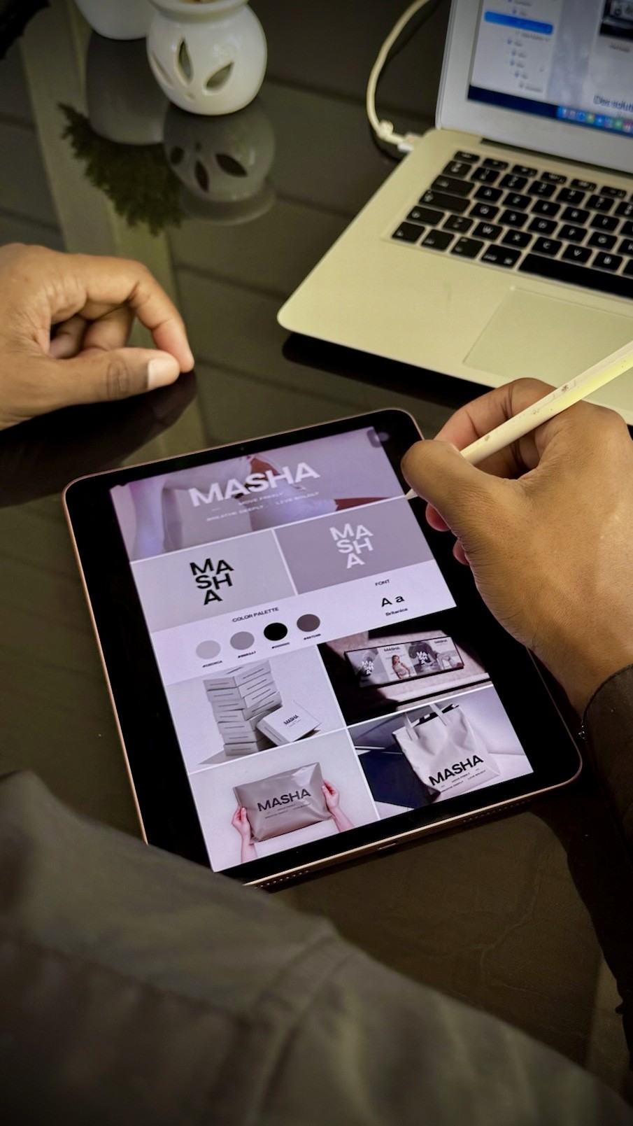 a display case with pictures