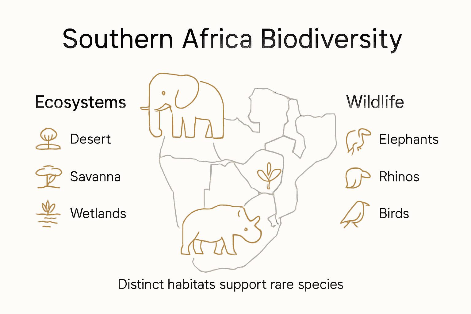 Infographic displaying southern Africa biodiversity highlights