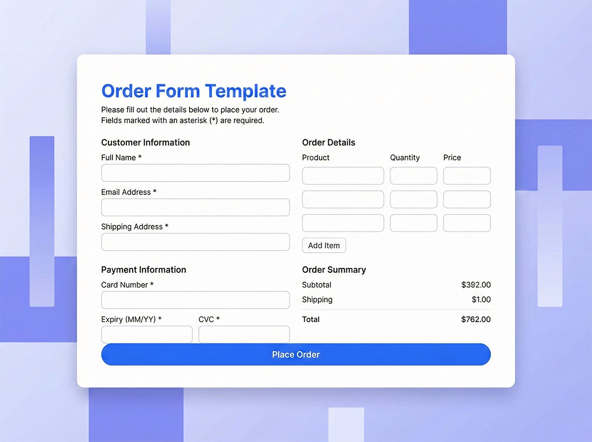 Order Form Template