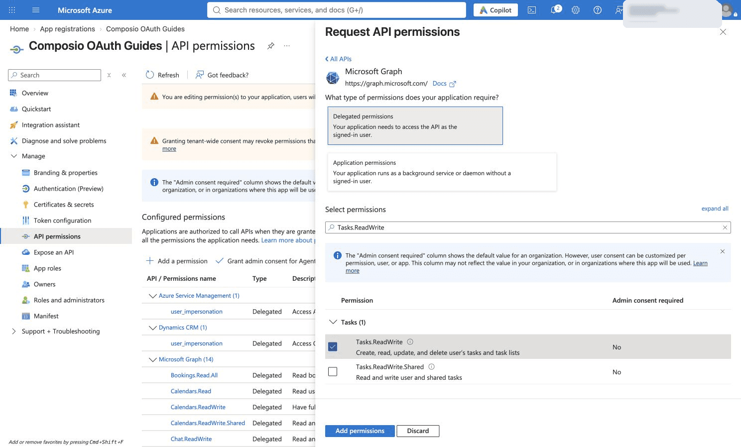 Tasks.ReadWrite selected