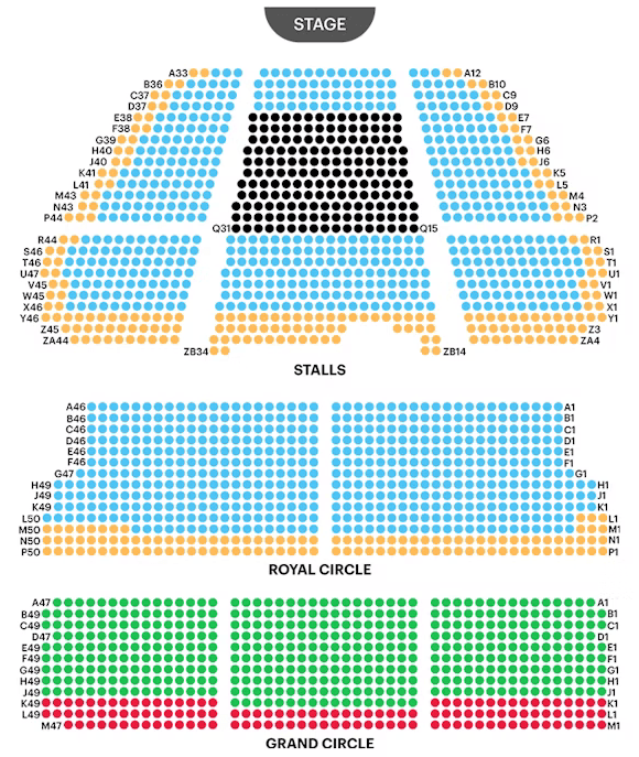 London's Lyceum Theatre seat plan for The Lion King