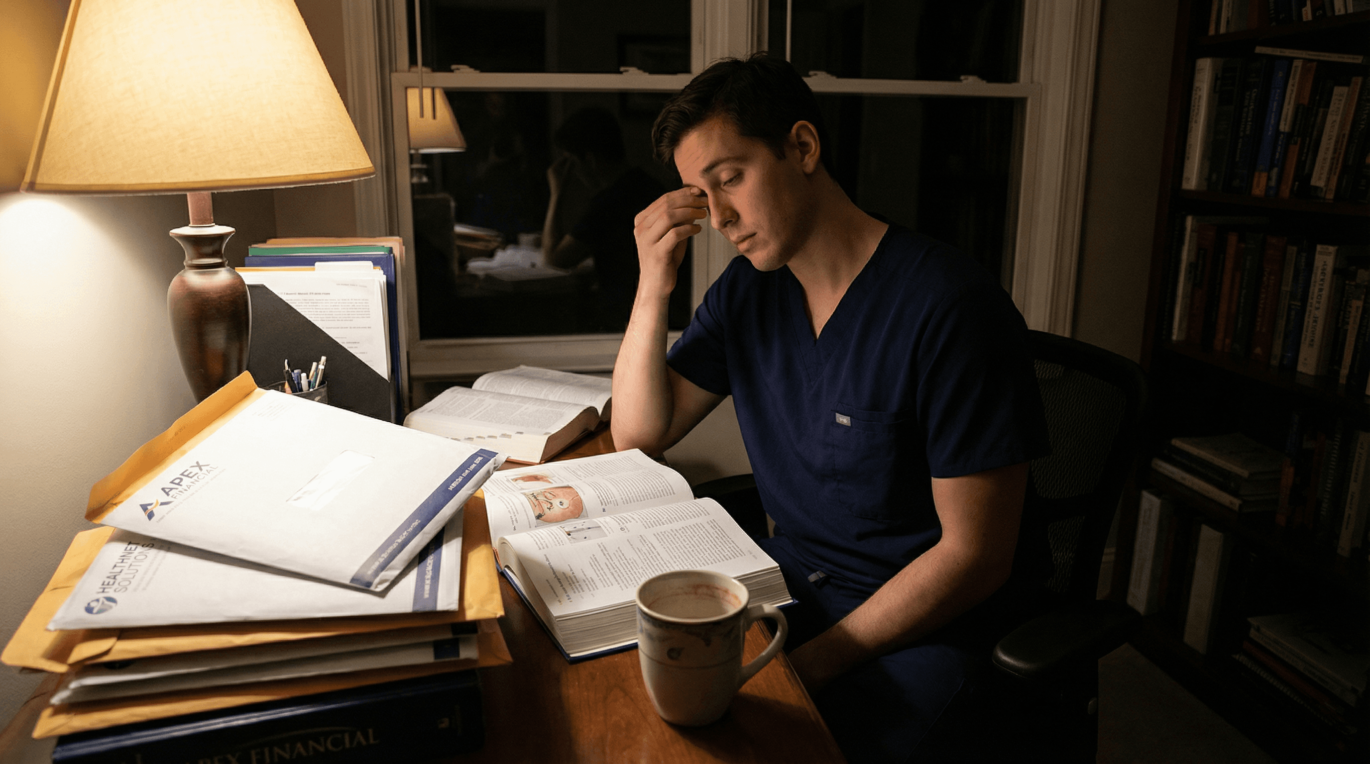 Assistenzarzt am Schreibtisch