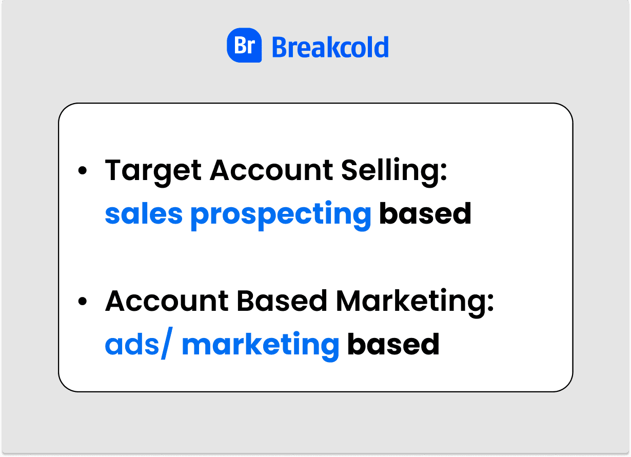 Target Account Selling Tas Selling vs Account Based marketing Abm | Breakcold