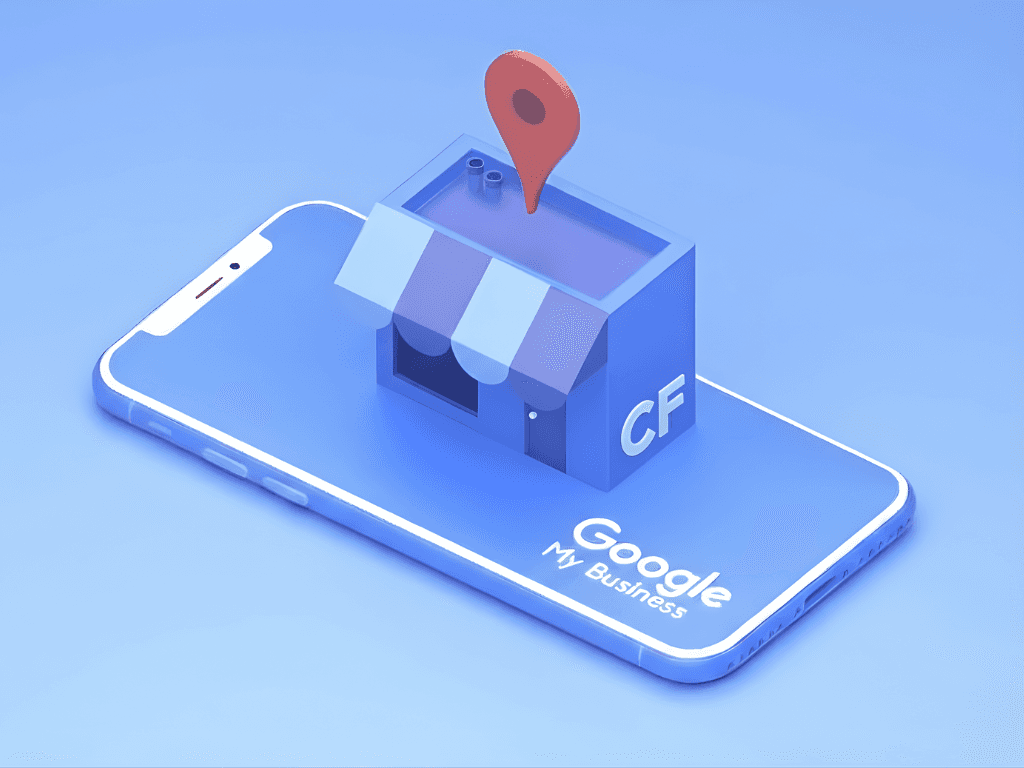 Illustration en style isométrique bleu représentant un smartphone vu de haut, avec des icônes de réseaux sociaux en arrière-plan. Au centre, un cube 3D symbolisant Crescendo Formation, éclairé par un halo lumineux, avec une petite enseigne évoquant la formation et l’accompagnement professionnel. L’ambiance est moderne, numérique et pédagogique.
