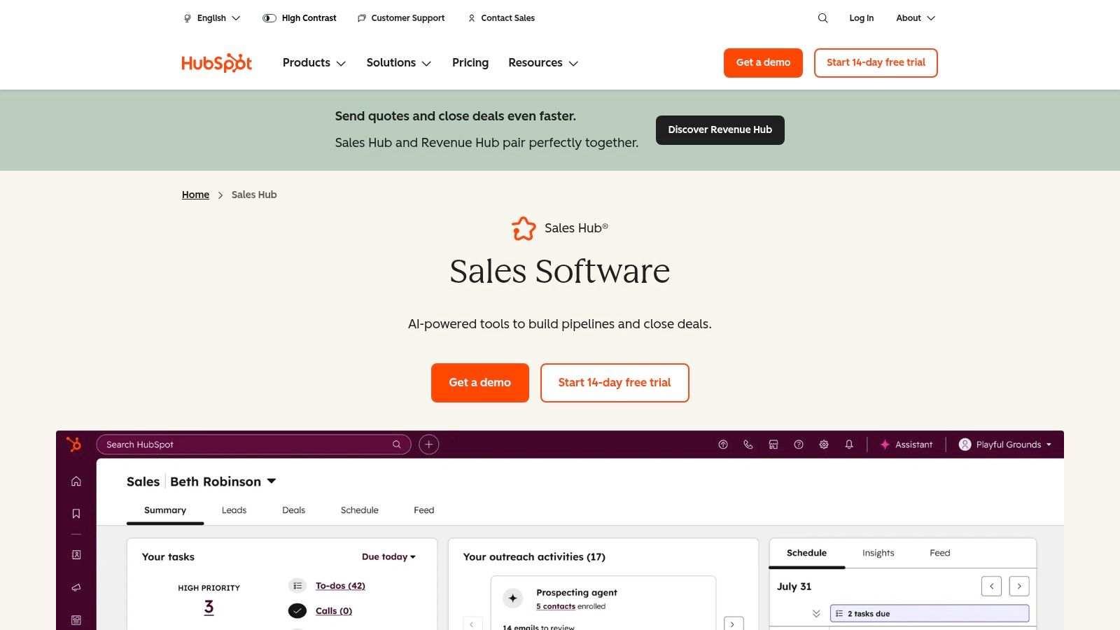 HubSpot Sales Hub with HubSpot AI