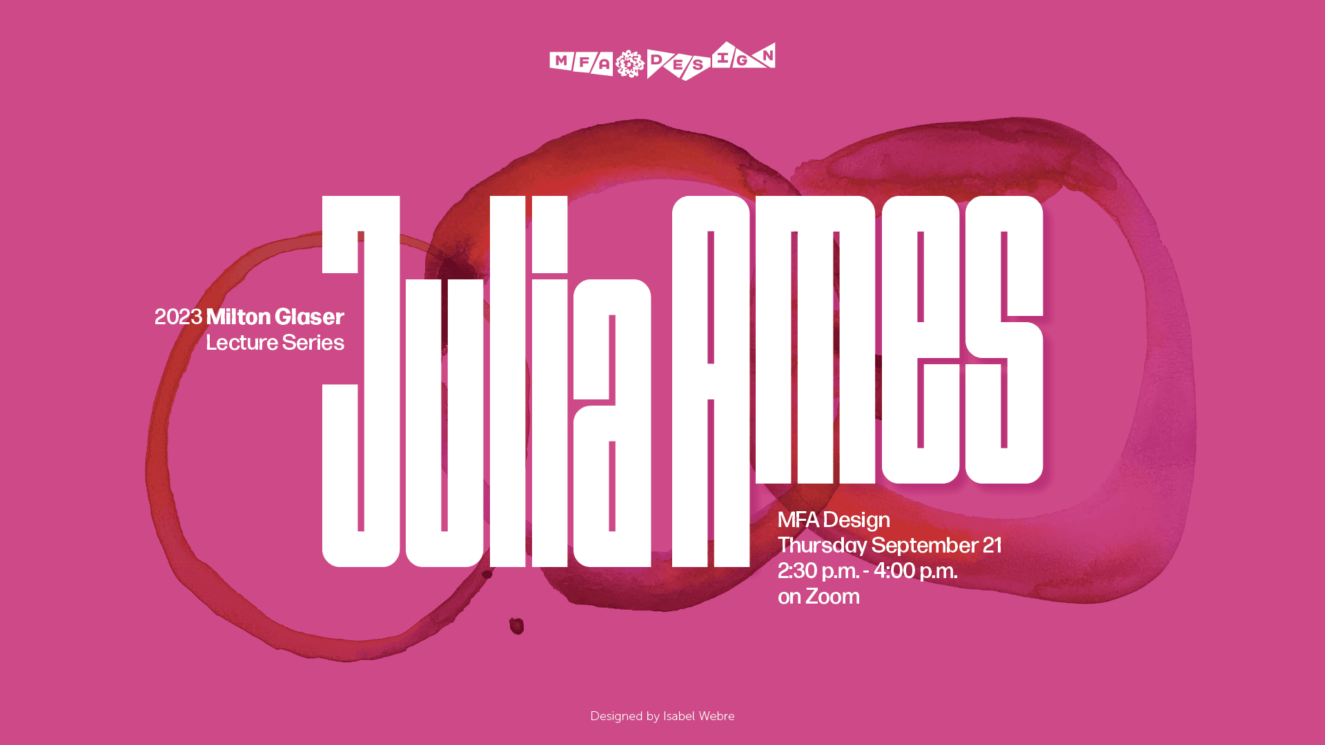 colorful poster for guest lecturer Julia Ames