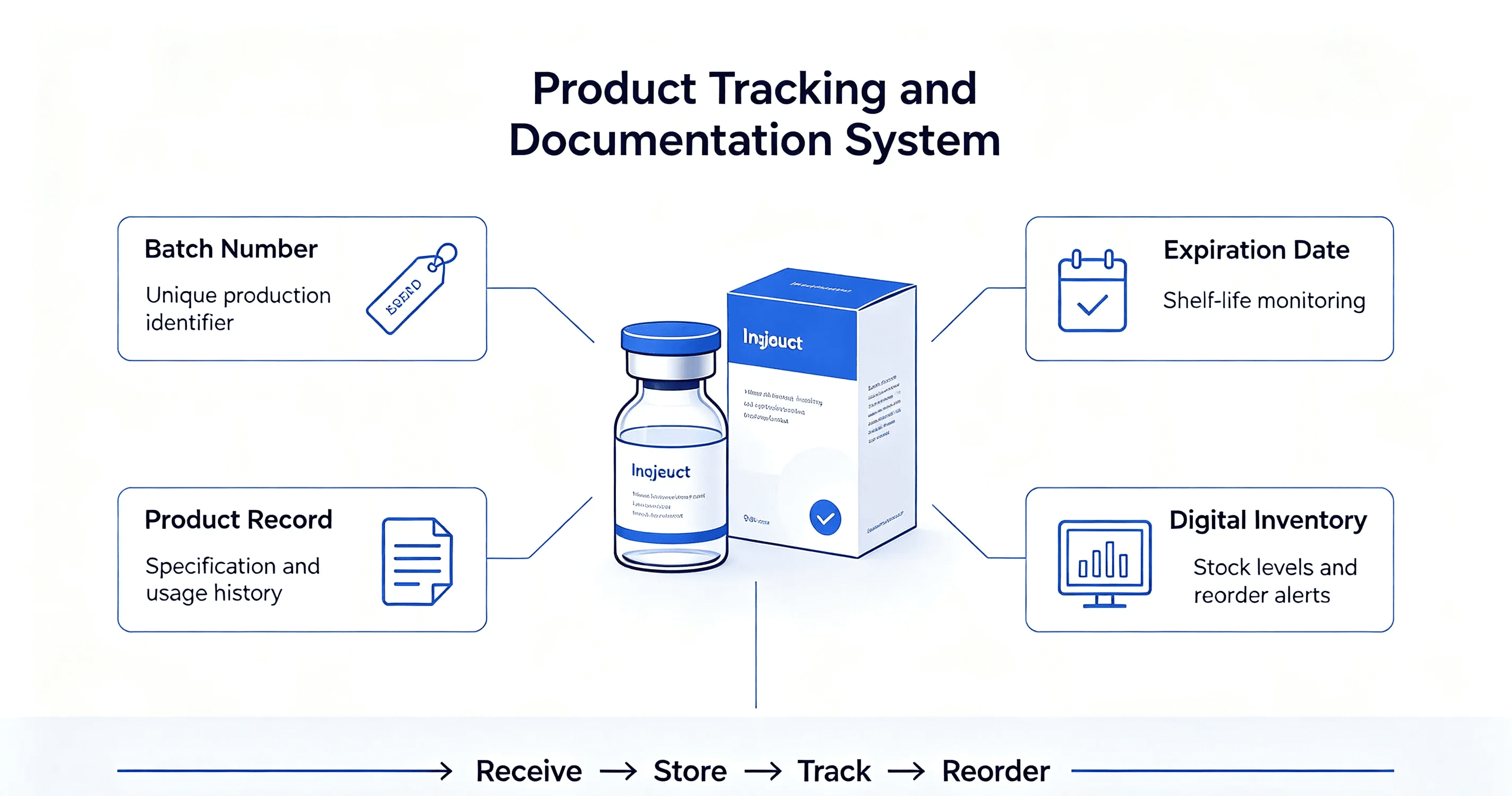 Injectable aesthetic product batch tracking and documentation management