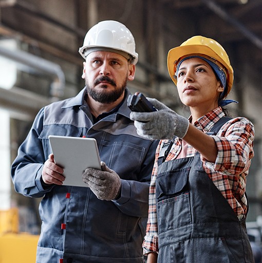 Low voltage contractor and building owner talking.