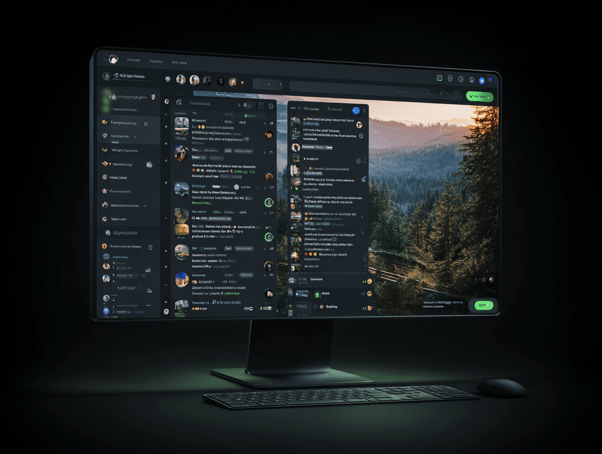 an active community on the laptop